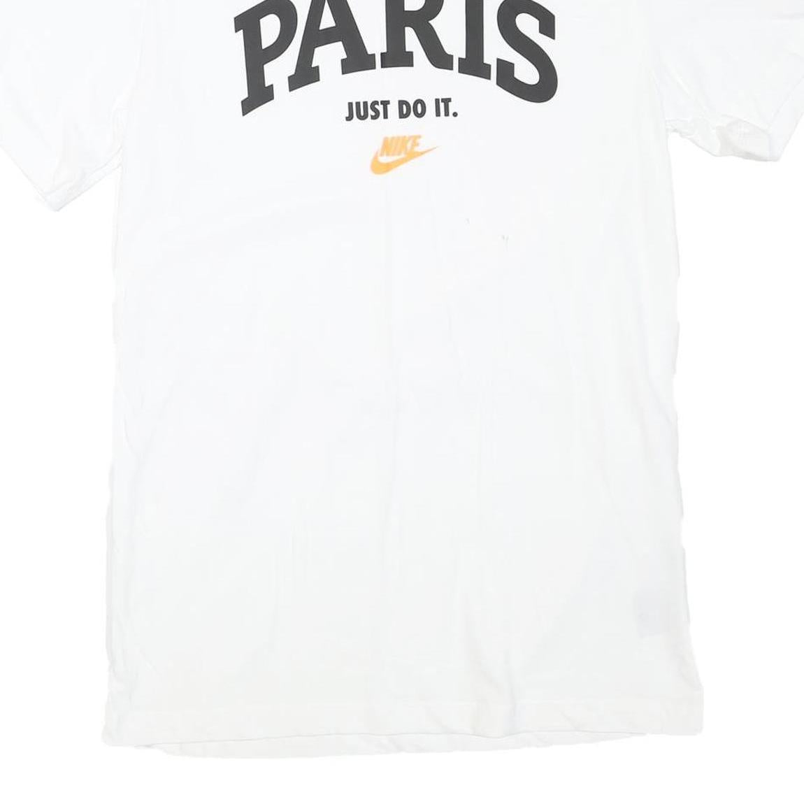 NIKE Mens White Paris Graphic T-Shirt S Short Sleeve Crew Neck Just Do It