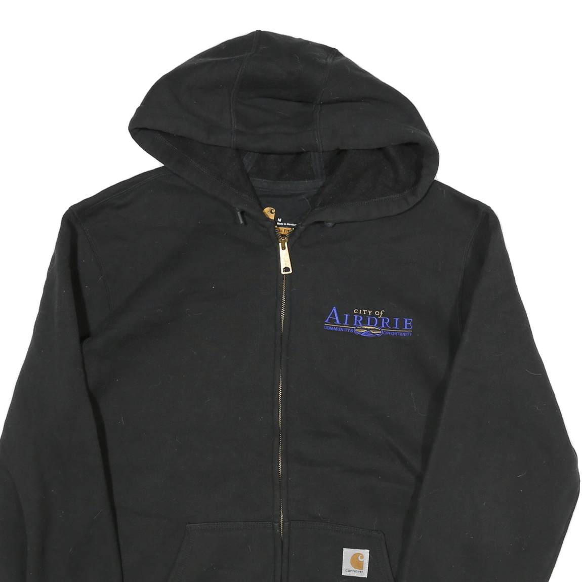 CARHARTT Mens Black Zip Up Hoodie M City Of Airdrie Arena Operations Workwear