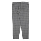 RIVER ISLAND Mens Cotton Blend Grey Check Regular Fit Straight Trousers W32 L30