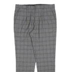 RIVER ISLAND Mens Cotton Blend Grey Check Regular Fit Straight Trousers W32 L30