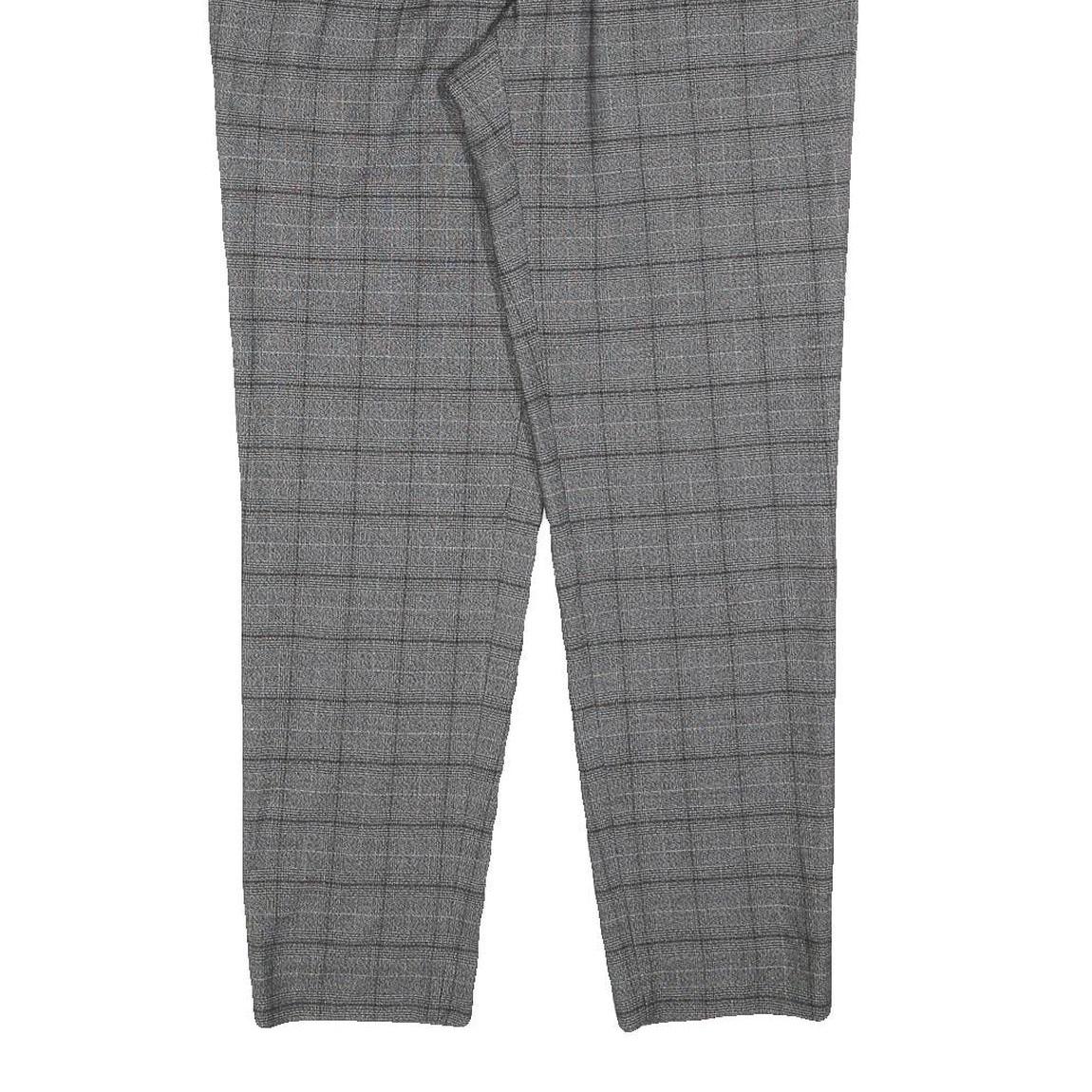 RIVER ISLAND Mens Cotton Blend Grey Check Regular Fit Straight Trousers W32 L30