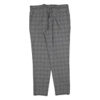 RIVER ISLAND Mens Cotton Blend Grey Check Regular Fit Straight Trousers W32 L30