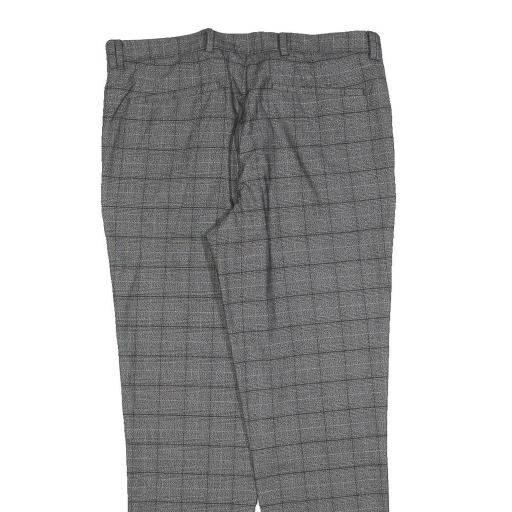 RIVER ISLAND Mens Cotton Blend Grey Check Regular Fit Straight Trousers W32 L30