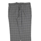 RIVER ISLAND Mens Cotton Blend Grey Check Regular Fit Straight Trousers W32 L30