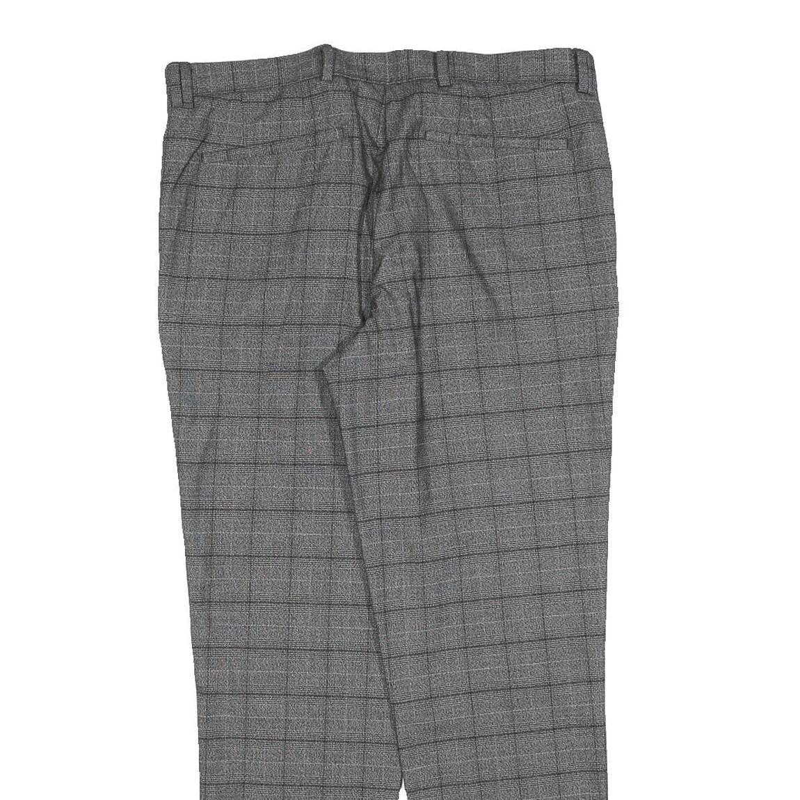 RIVER ISLAND Mens Cotton Blend Grey Check Regular Fit Straight Trousers W32 L30