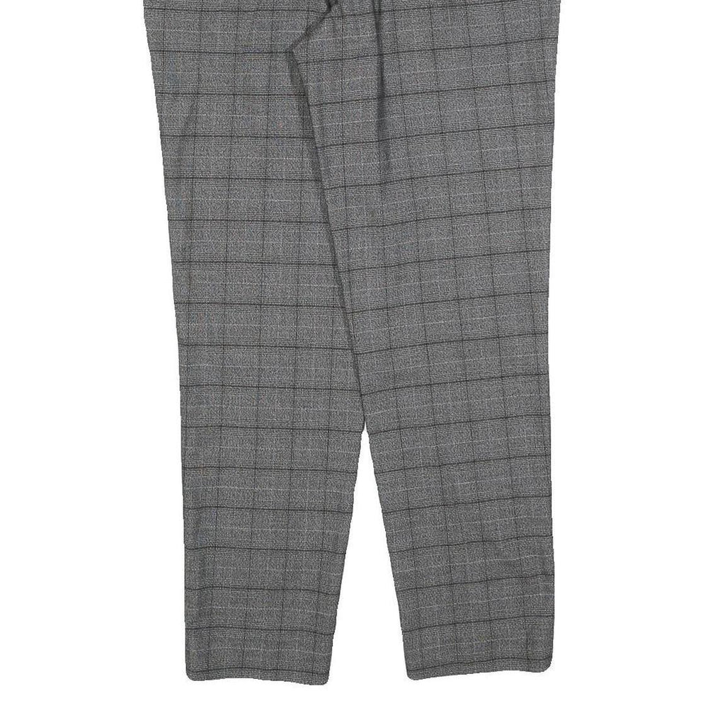 RIVER ISLAND Mens Cotton Blend Grey Check Regular Fit Straight Trousers W32 L30