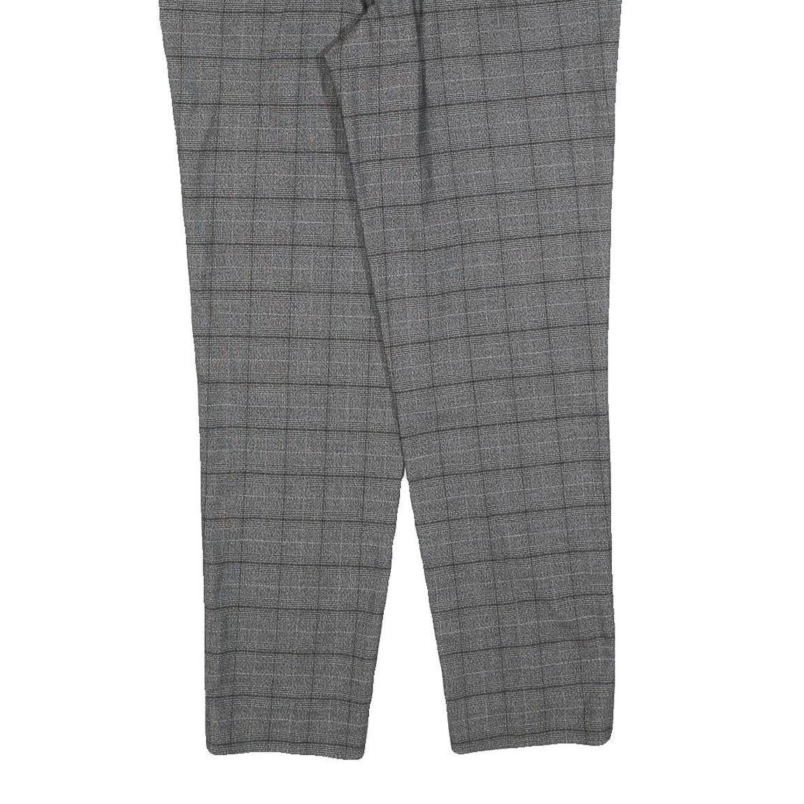 RIVER ISLAND Mens Cotton Blend Grey Check Regular Fit Straight Trousers W32 L30