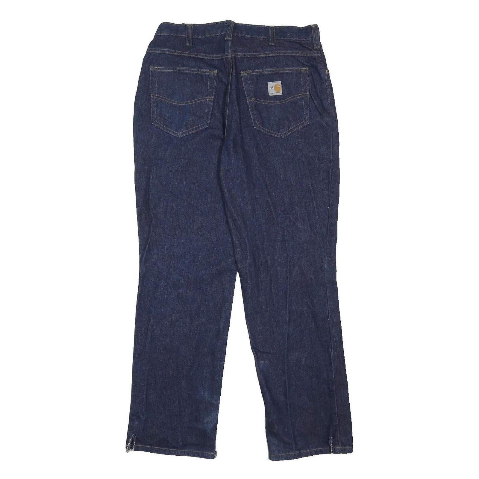 CARHARTT Mens Blue Denim Cotton Regular Fit Straight Leg Jeans W32 L30 Dark Wash