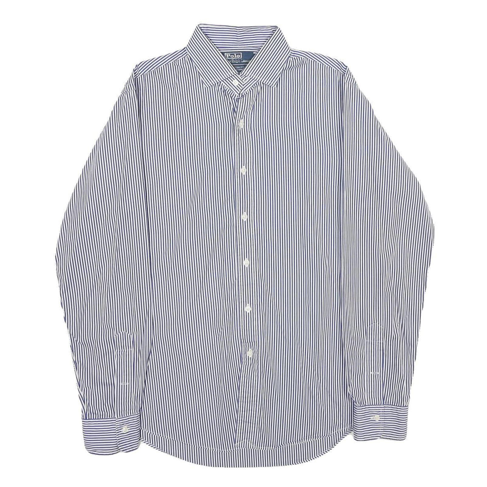 POLO RALPH LAUREN Mens Blue & White Striped Shirt M Classic Cotton Button-Down