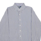 POLO RALPH LAUREN Mens Blue & White Striped Shirt M Classic Cotton Button-Down