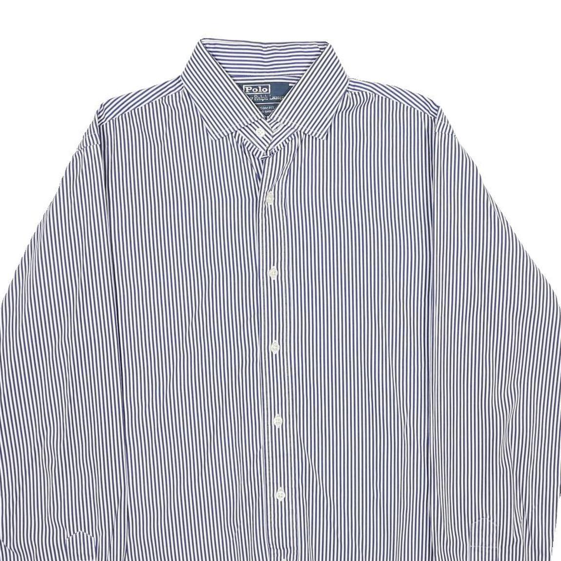 POLO RALPH LAUREN Mens Blue & White Striped Shirt M Classic Cotton Button-Down