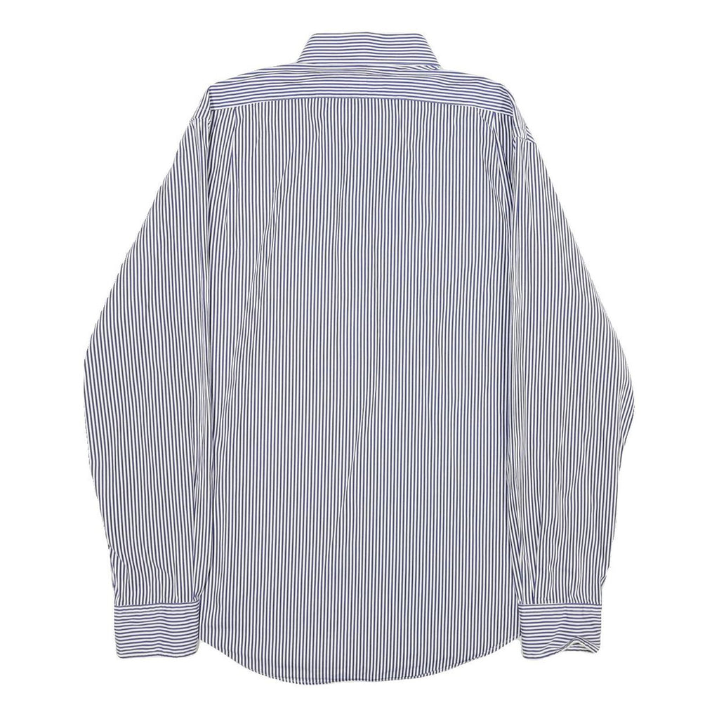 POLO RALPH LAUREN Mens Blue & White Striped Shirt M Classic Cotton Button-Down