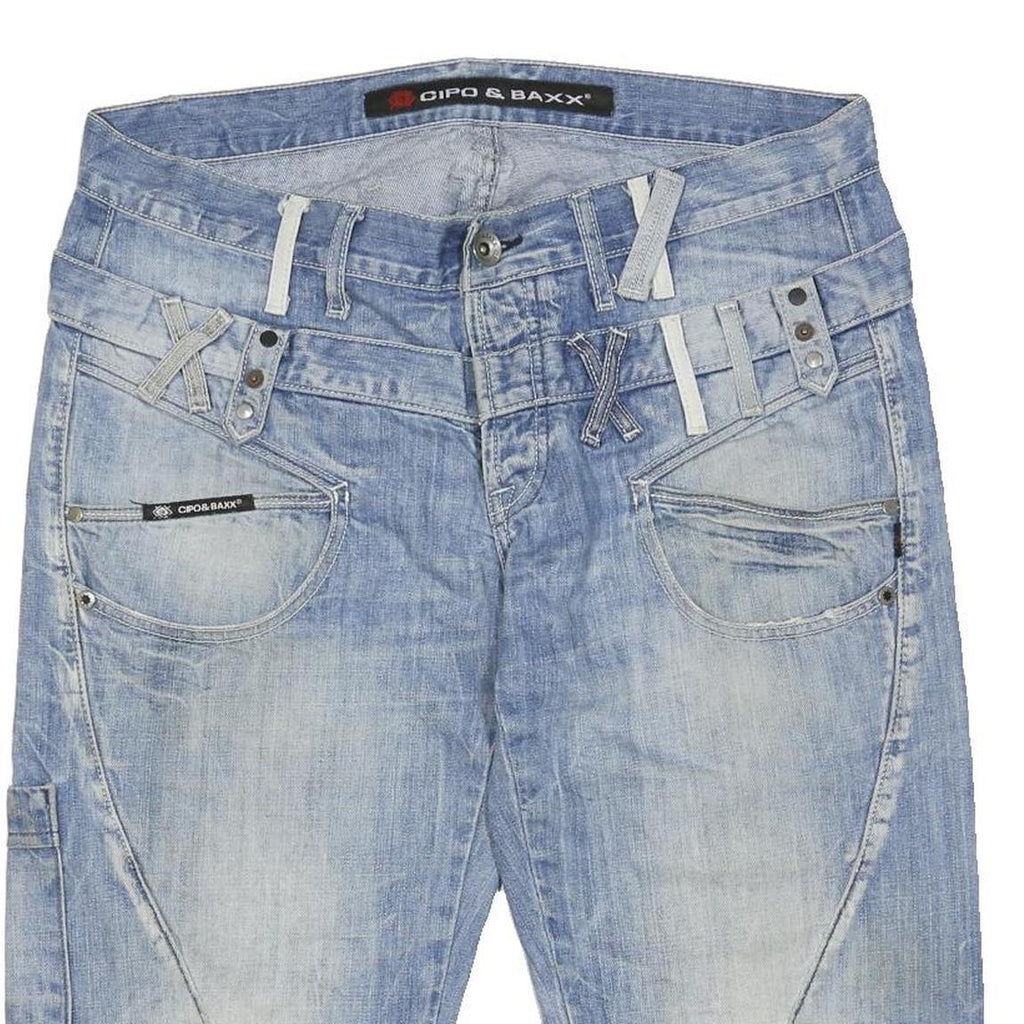 CIPO & BAXX Mens Denim Blue Casual Shorts L W40 Cotton Blend Cargo Style