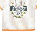 LOONEY TUNES Mens White & Orange Bugs Bunny Graphic T-Shirt S Short Sleeve Crew