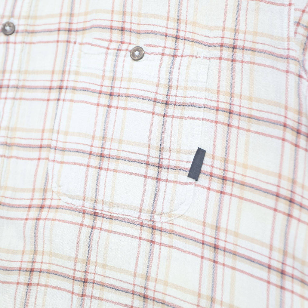 PATAGONIA Mens Cream & Red Plaid Cotton Shirt L Casual Relaxed Fit Lightweight