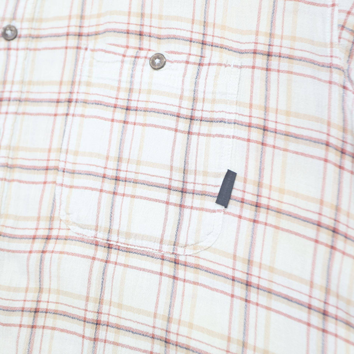 PATAGONIA Mens Cream & Red Plaid Cotton Shirt L Casual Relaxed Fit Lightweight