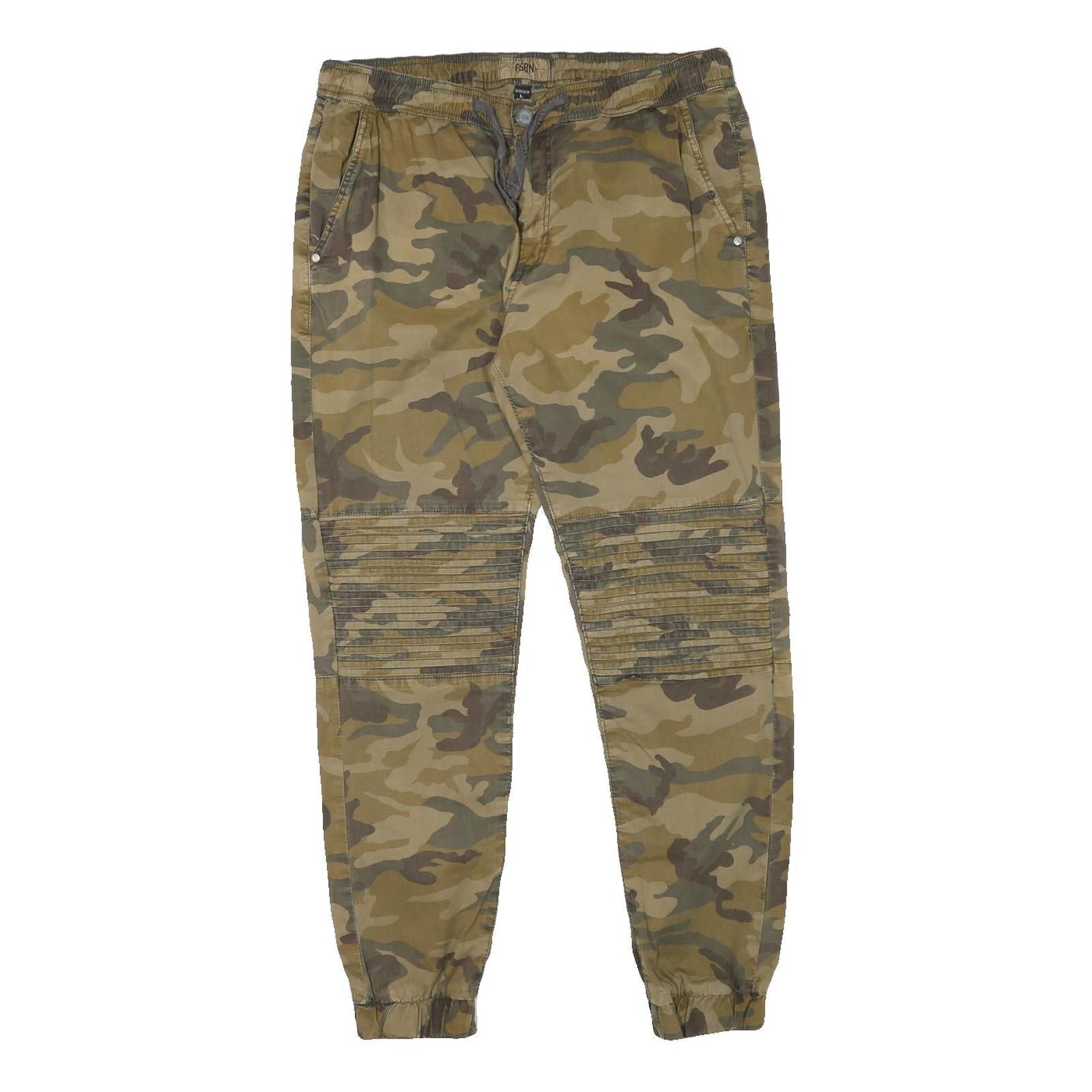 FSBN Mens Cotton Blend Camouflage Relaxed Tapered Trousers W32 L29 Casual