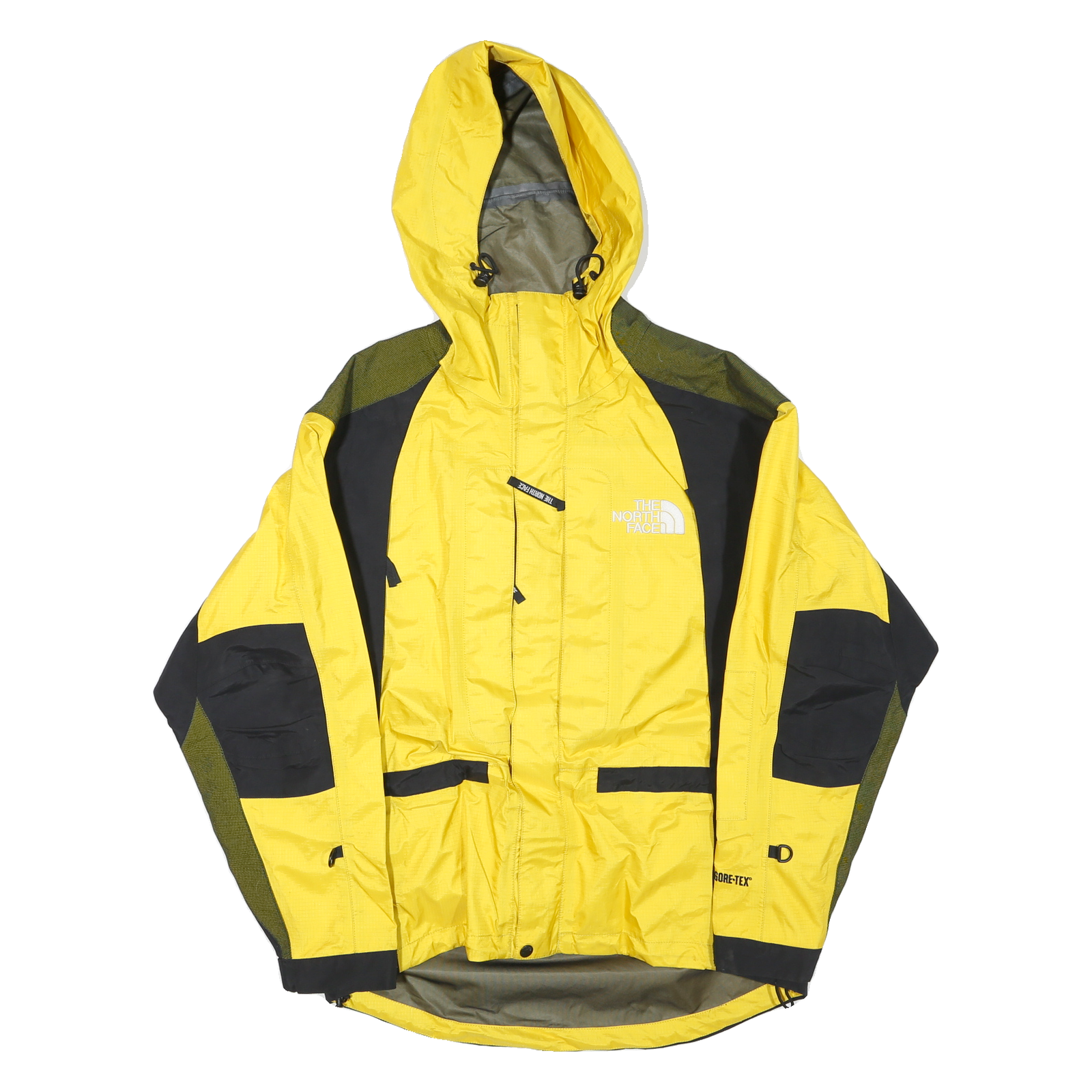 THE NORTH FACE Mens Yellow & Black Outdoor Jacket S Polyester Blend Waterproof