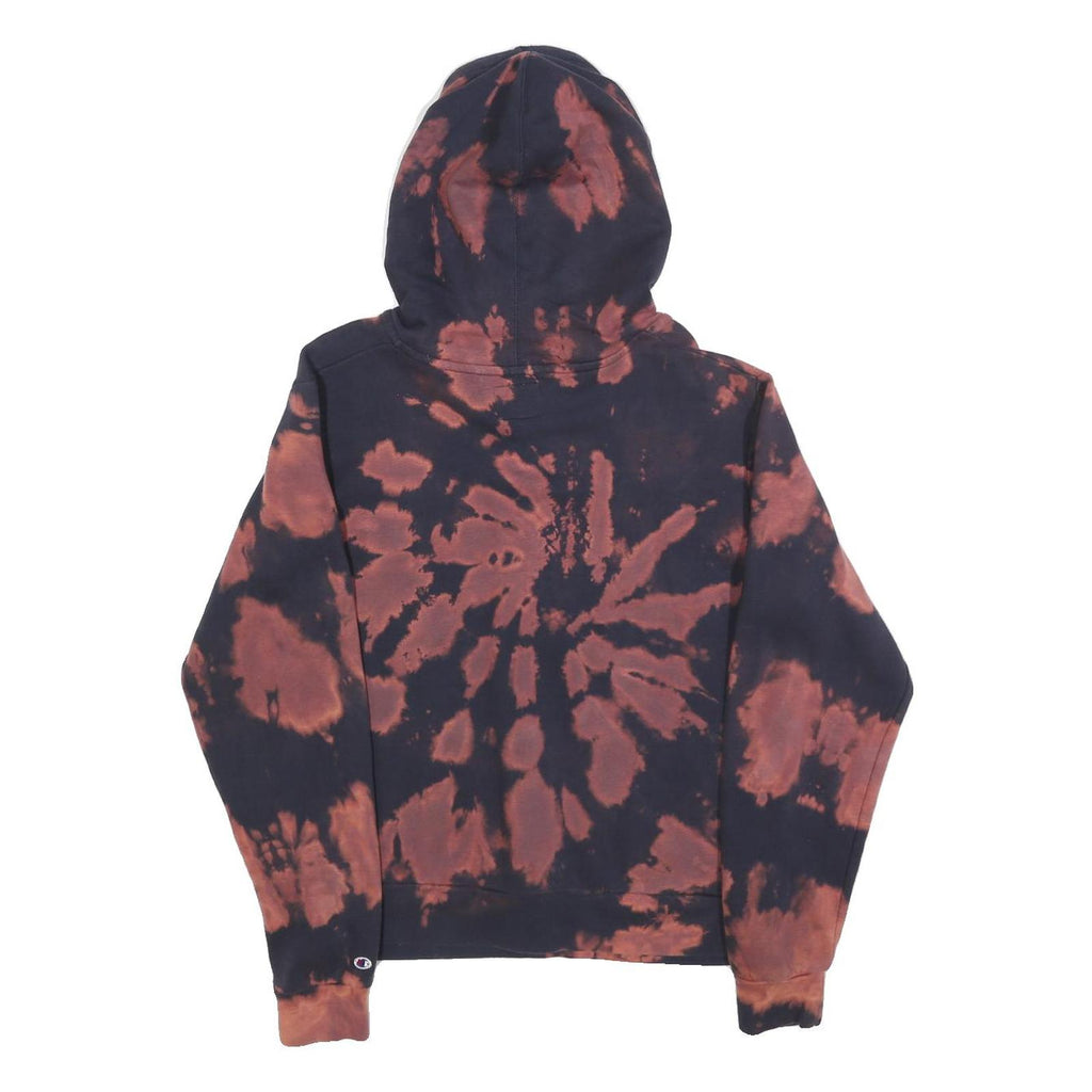 CHAMPION Womens Black & Brown Ithaca College Tie Dye ¼ Zip Hoodie L Cotton Blend