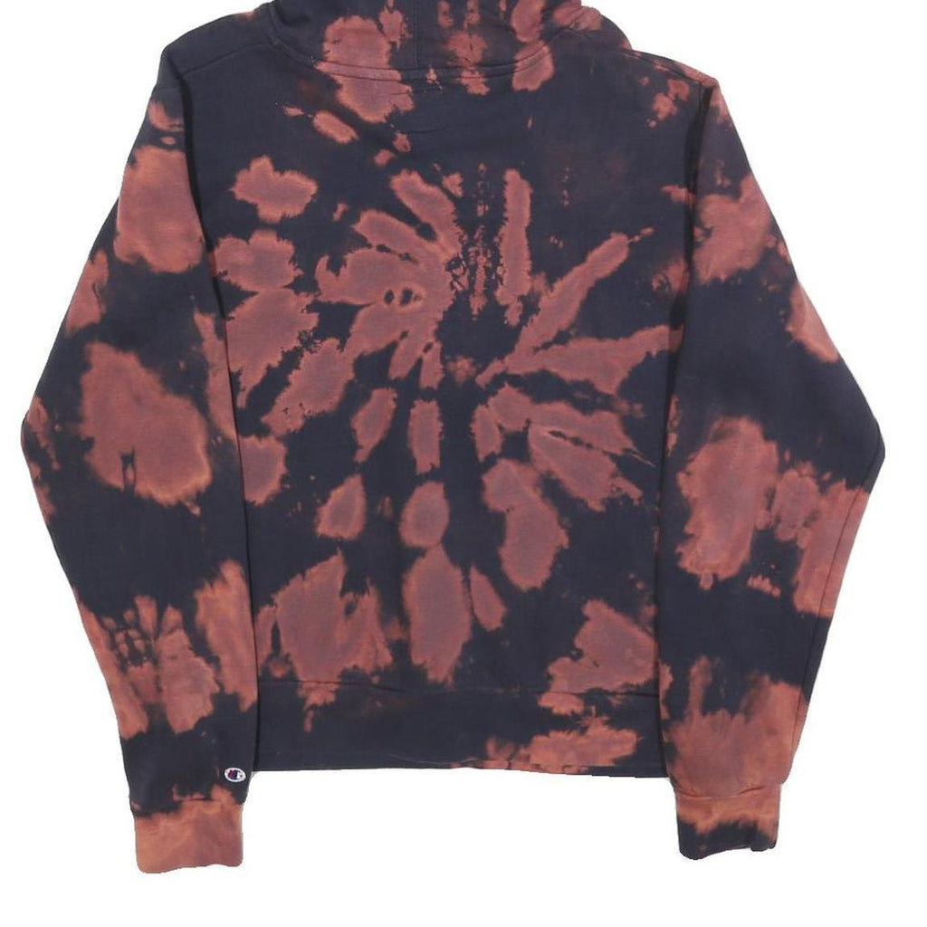 CHAMPION Womens Black & Brown Ithaca College Tie Dye ¼ Zip Hoodie L Cotton Blend