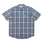 CARHARTT Mens Blue & White Check Short Sleeve Shirt L Casual Cotton Blend