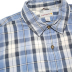 CARHARTT Mens Blue & White Check Short Sleeve Shirt L Casual Cotton Blend