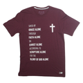 RUSSELL ATHLETIC Mens Maroon Graphic T-Shirt M Short Sleeve Crew Neck Religious