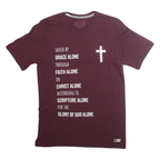 RUSSELL ATHLETIC Mens Maroon Graphic T-Shirt M Short Sleeve Crew Neck Religious