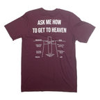 RUSSELL ATHLETIC Mens Maroon Graphic T-Shirt M Short Sleeve Crew Neck Religious