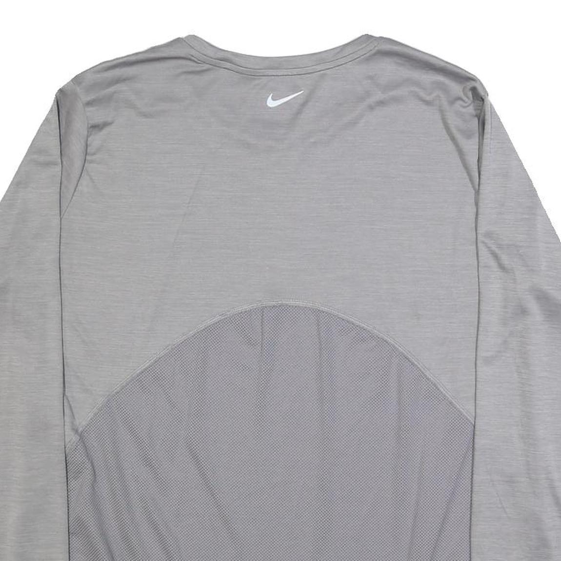 NIKE Womens Grey Long Sleeve Crew Neck Performance T-Shirt L Lightweight