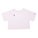 CHAMPION Womens Pink Crop T-Shirt M Short Sleeve Crew Neck Logo Graphic