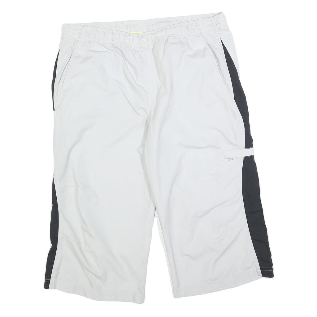 NIKE Mens White & Black Casual Shorts L W36 Relaxed Fit Polyester Blend Button