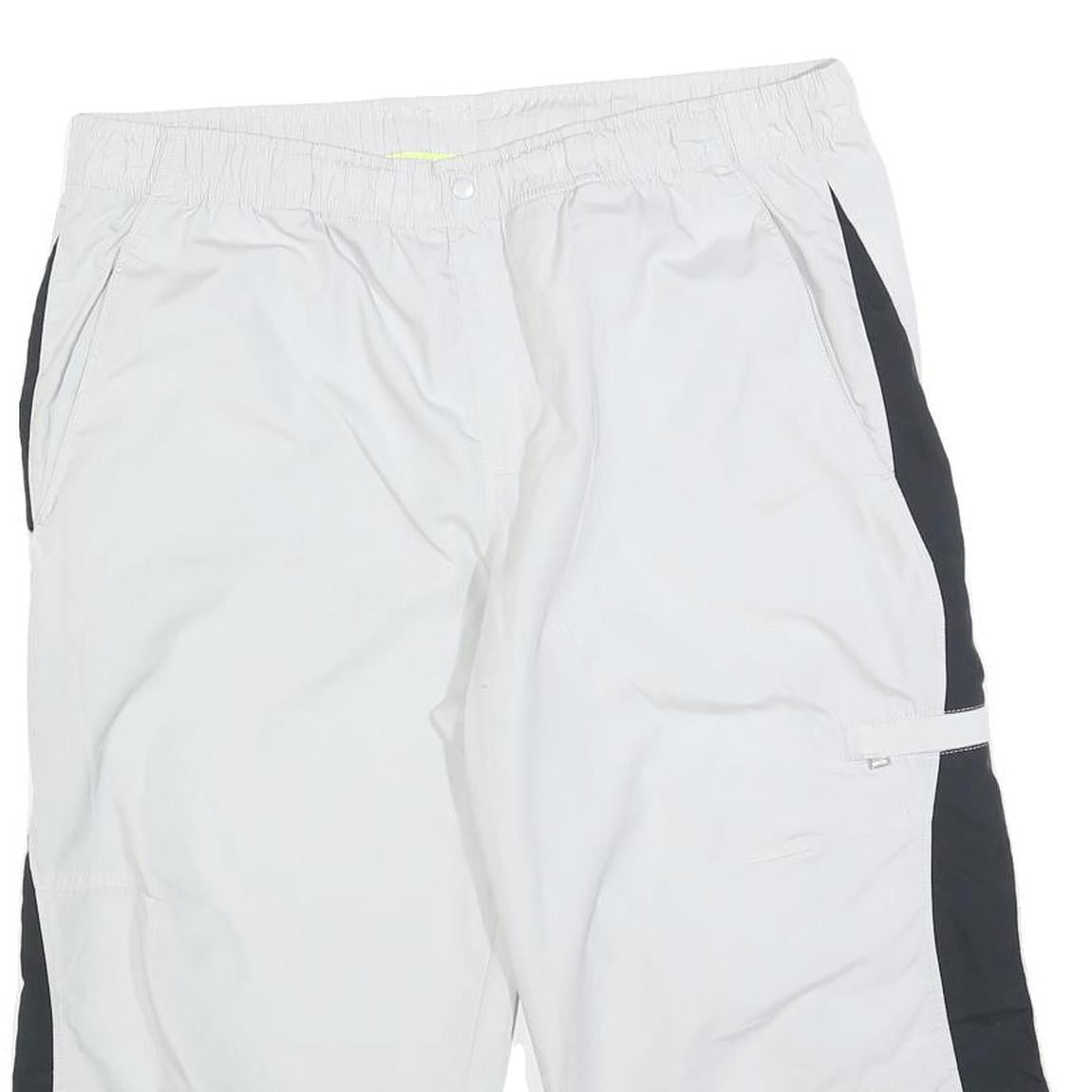 NIKE Mens White & Black Casual Shorts L W36 Relaxed Fit Polyester Blend Button