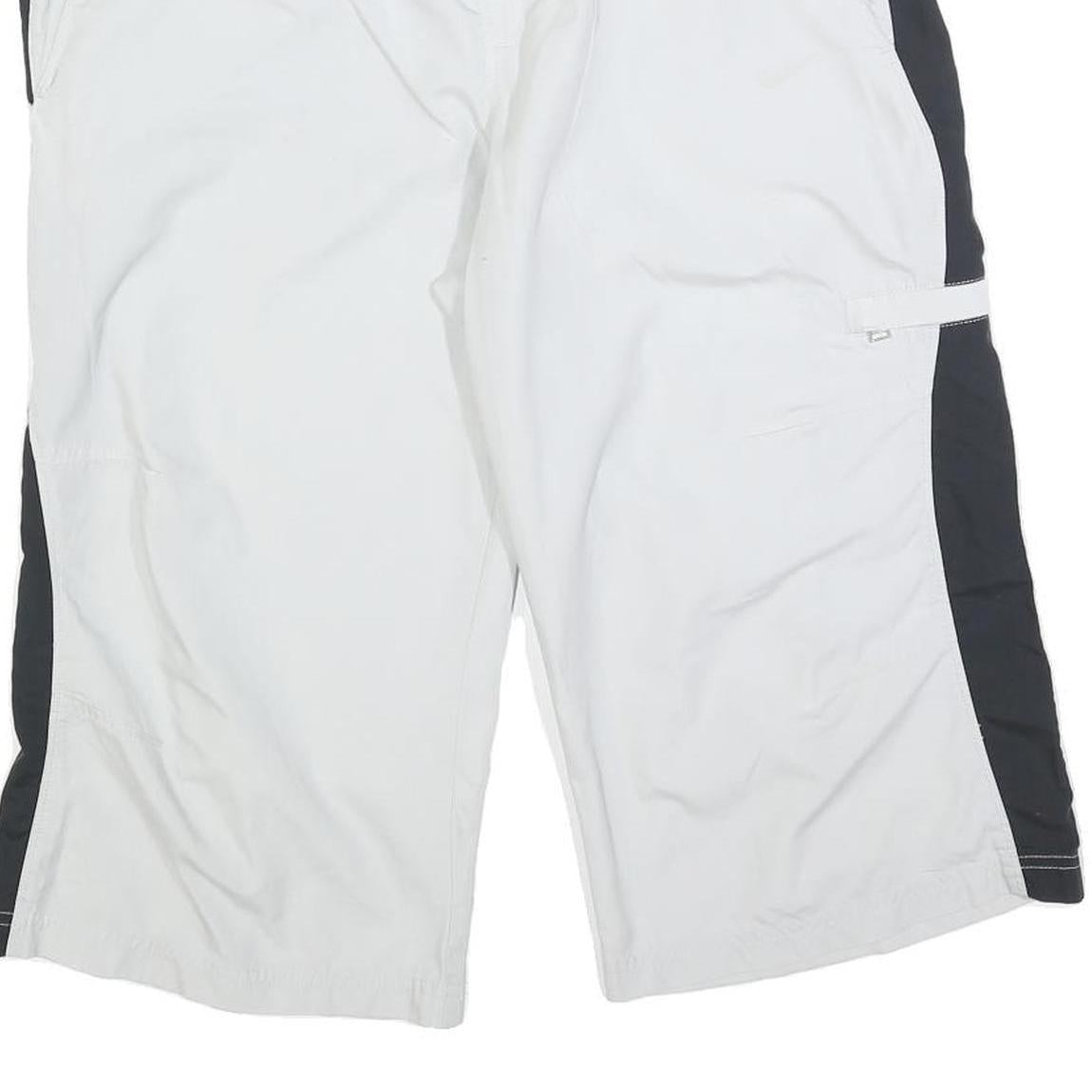 NIKE Mens White & Black Casual Shorts L W36 Relaxed Fit Polyester Blend Button