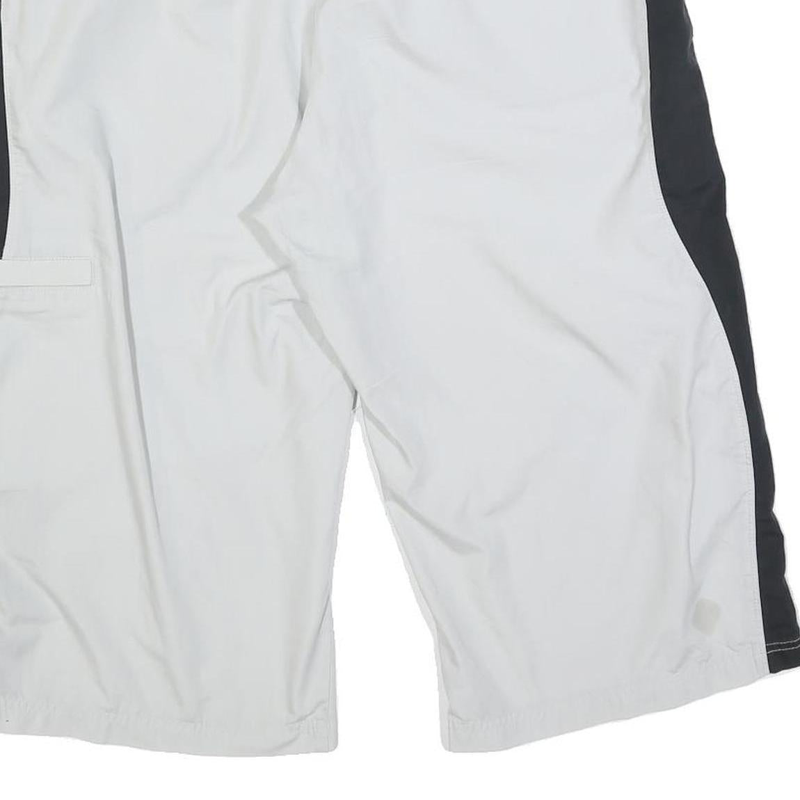 NIKE Mens White & Black Casual Shorts L W36 Relaxed Fit Polyester Blend Button
