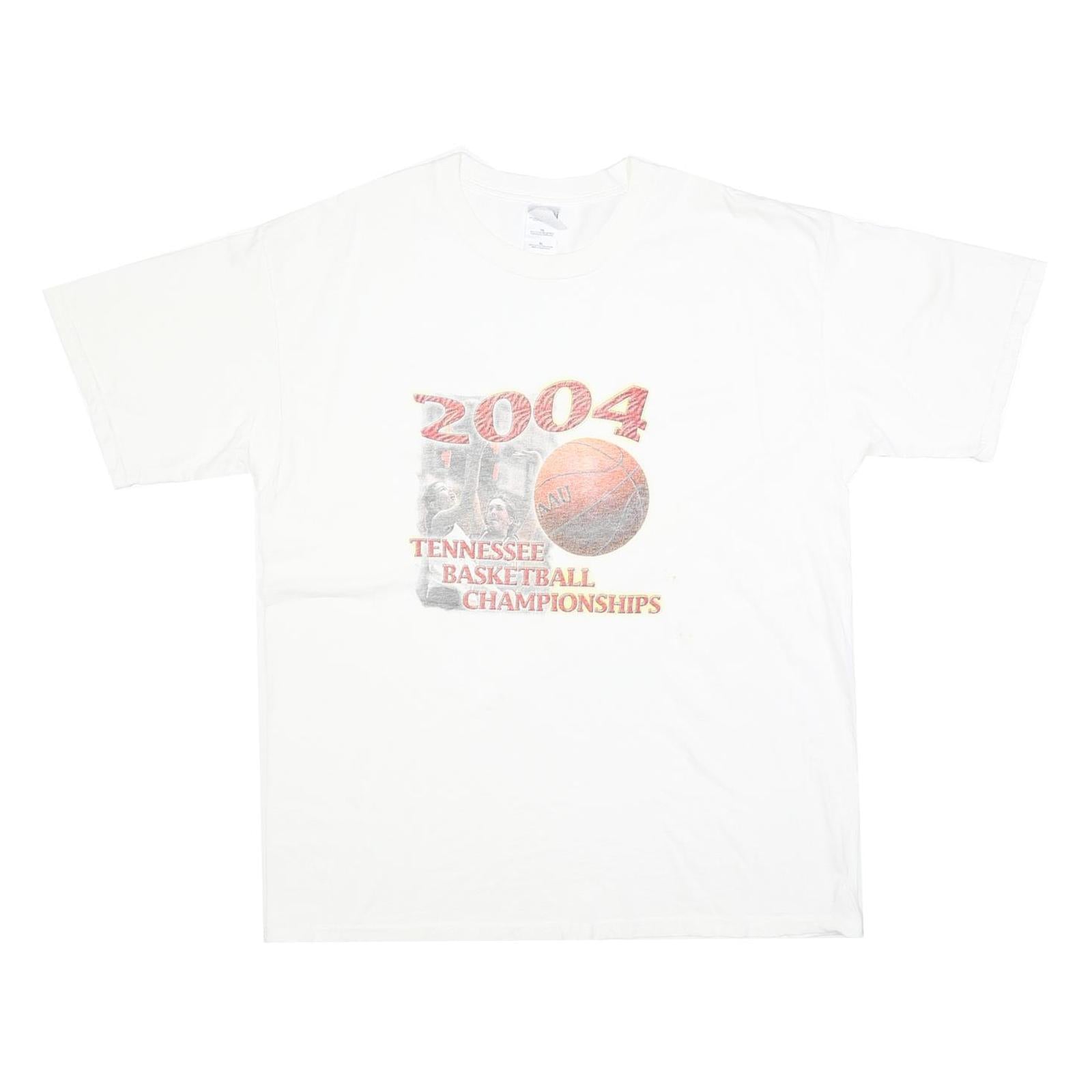 GILDAN Mens White 2004 Tennessee Basketball Championships Graphic T-Shirt XL