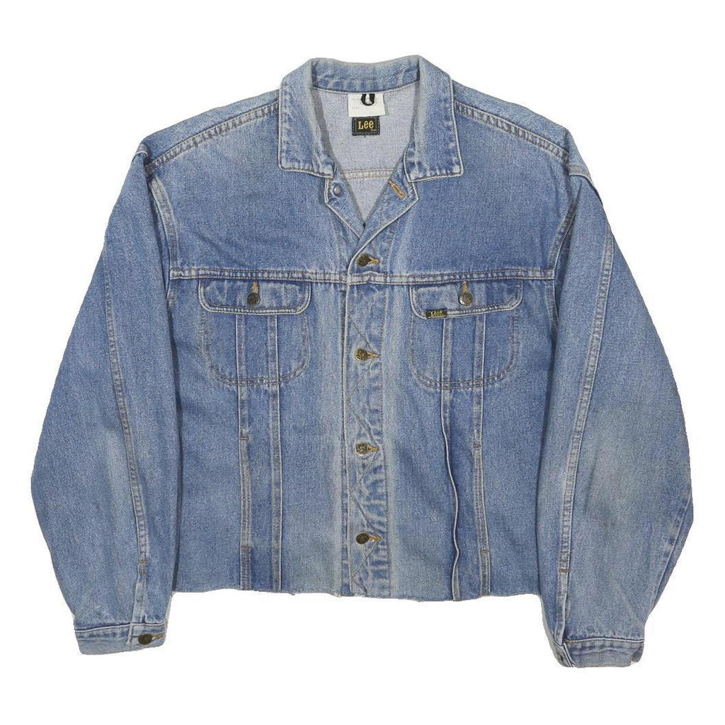 LEE Womens Blue Denim Jacket L Cotton Plain Button Closure Classic Fit