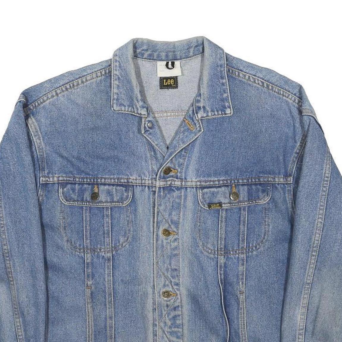 LEE Womens Blue Denim Jacket L Cotton Plain Button Closure Classic Fit