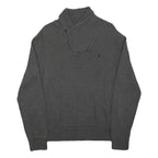 POLO RALPH LAUREN Mens Grey Cotton Blend Plain Shawl Collar Pullover Jumper M