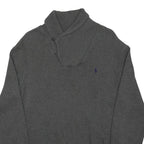 POLO RALPH LAUREN Mens Grey Cotton Blend Plain Shawl Collar Pullover Jumper M