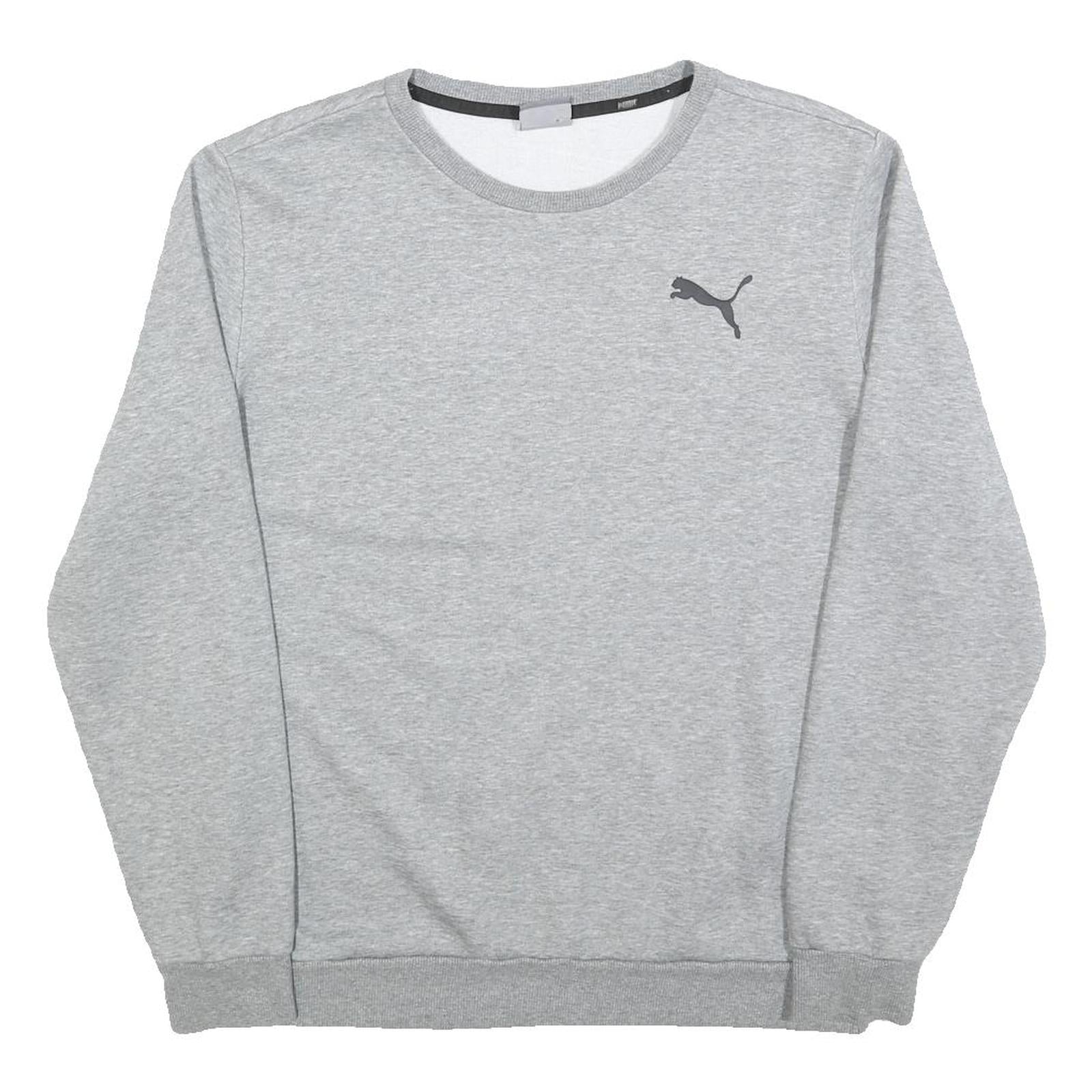 PUMA Mens Grey Cotton Blend Crew Neck M Sweatshirt Logo Casual Pullover