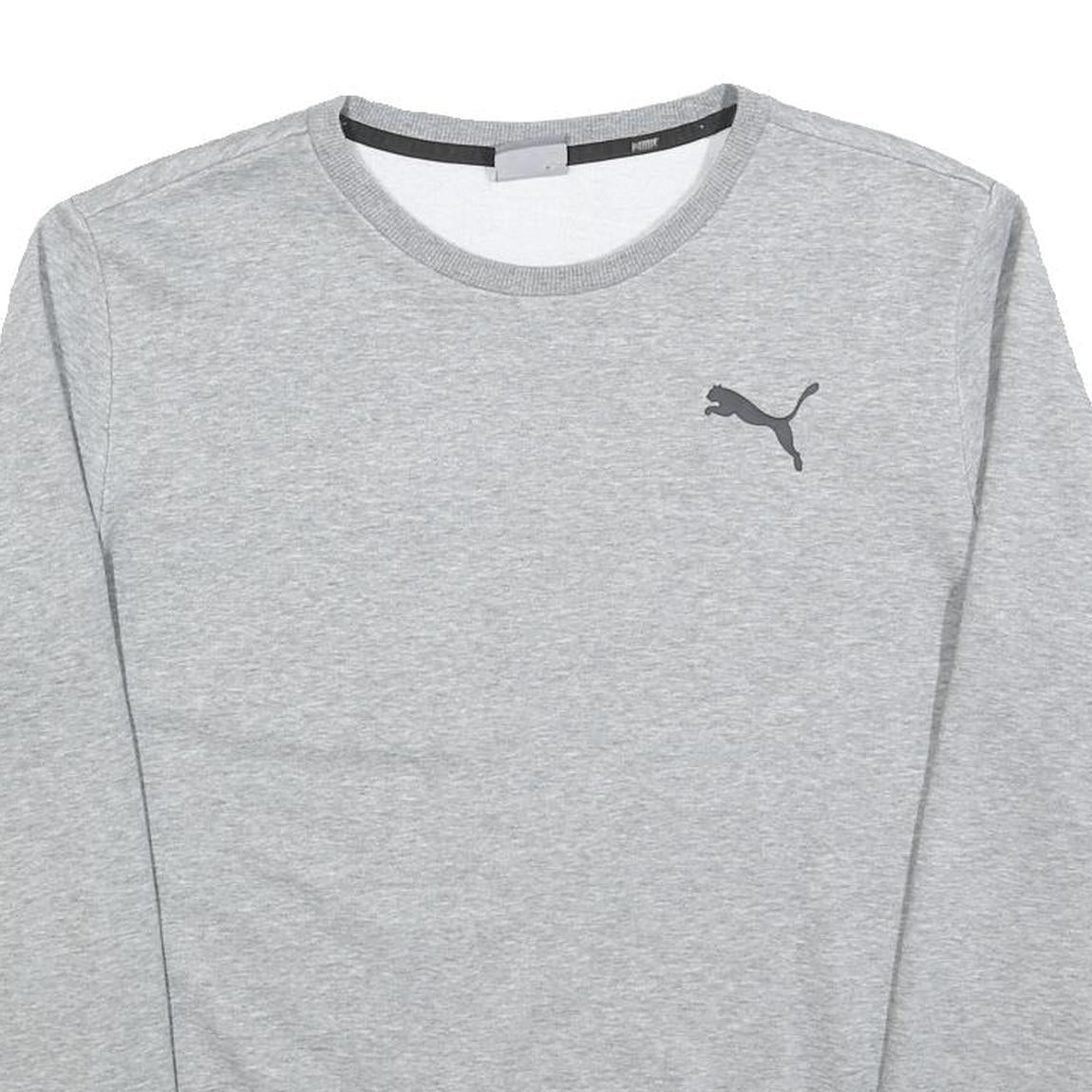 PUMA Mens Grey Cotton Blend Crew Neck M Sweatshirt Logo Casual Pullover