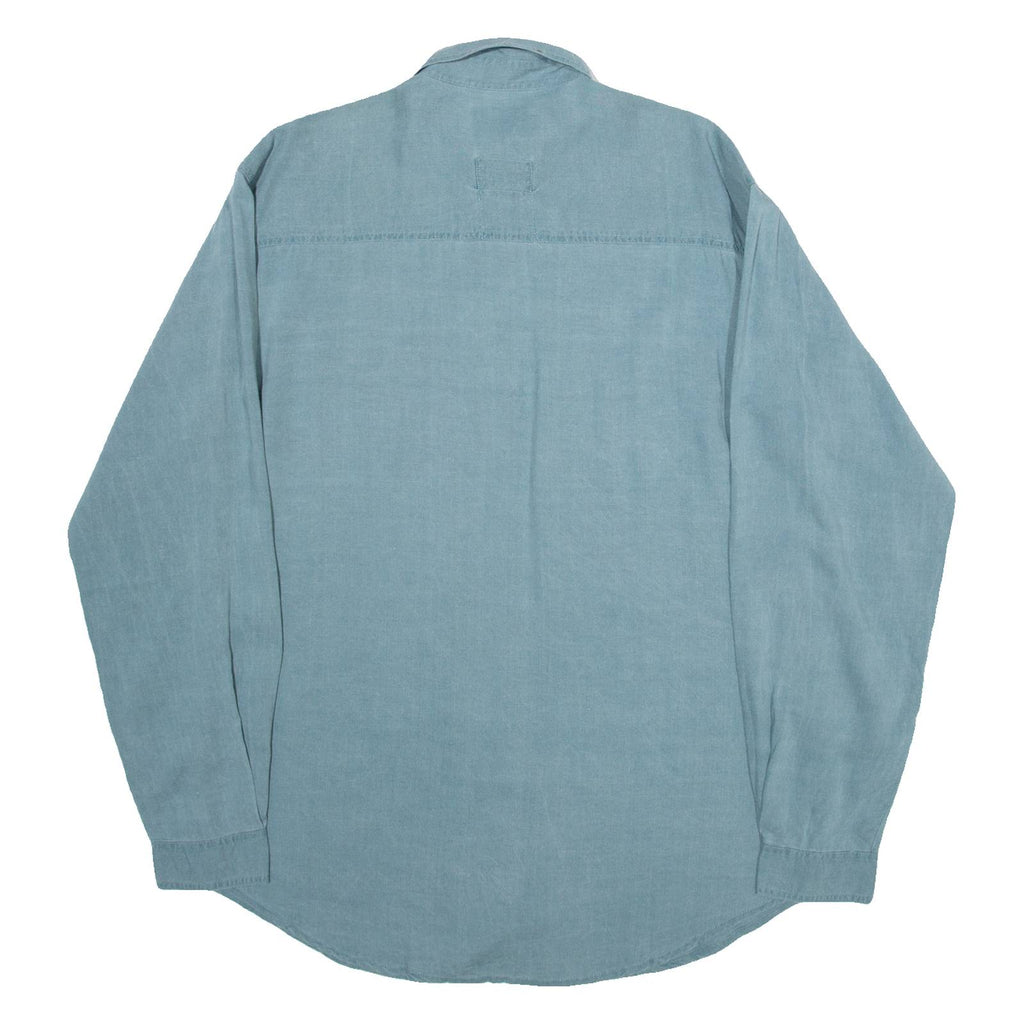 VINCI TRADITION Mens Plain Shirt Green Long Sleeve S