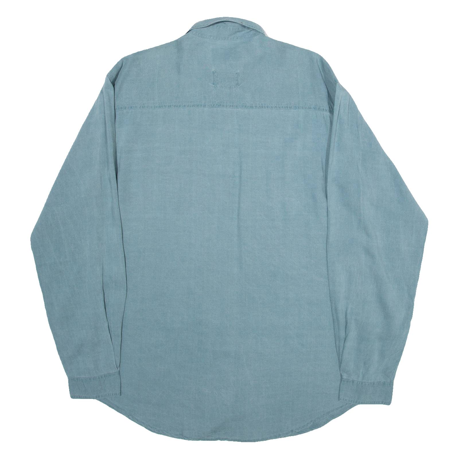 VINCI TRADITION Mens Plain Shirt Green Long Sleeve S
