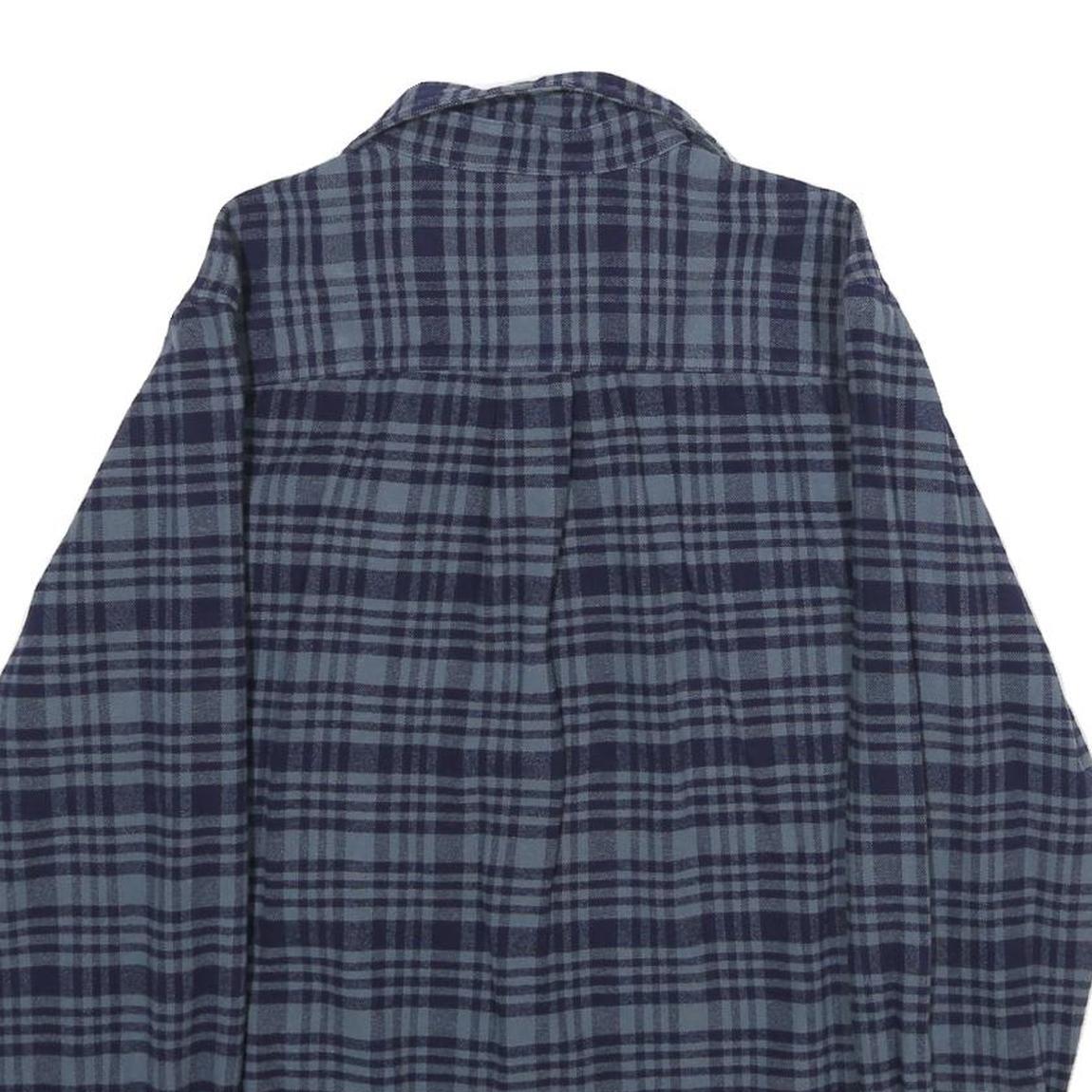 REDMOND Mens Blue & Navy Check Shirt M Cotton Long Sleeve Casual Classic