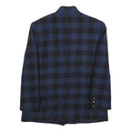 DELMOD Womens Blue & Black Checked Wool Blend Blazer Jacket M Formal