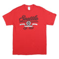 DELTA Mens Red Seattle Graphic T-Shirt L Short Sleeve Crew Neck Cotton Blend