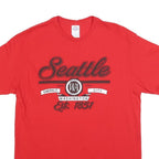 DELTA Mens Red Seattle Graphic T-Shirt L Short Sleeve Crew Neck Cotton Blend