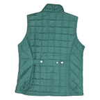 JANE ASHLEY Womens Green Quilted Jacket M Polyester Blend Button Closure
