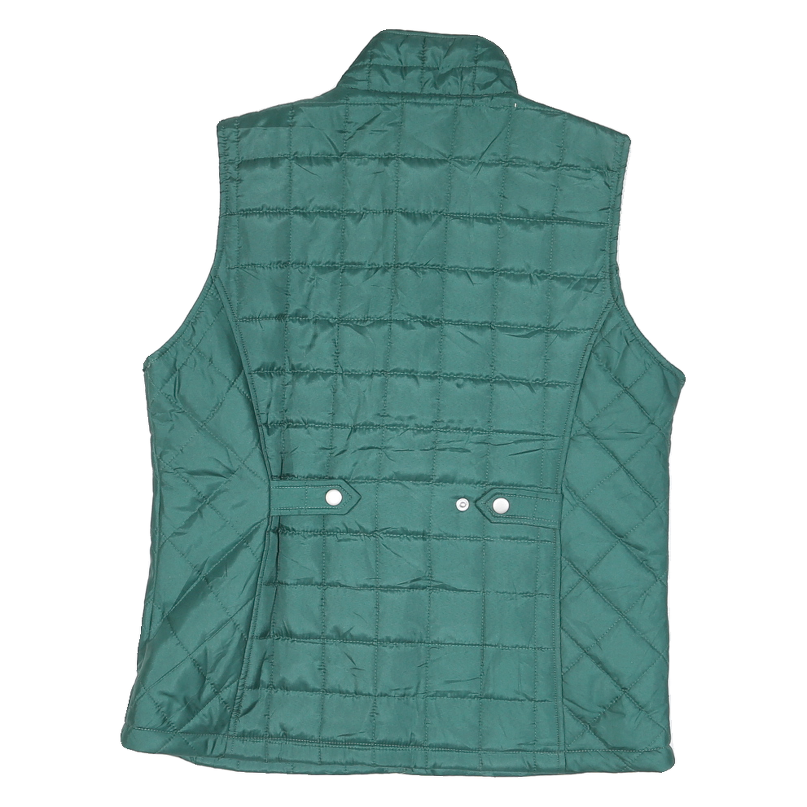 JANE ASHLEY Womens Green Quilted Jacket M Polyester Blend Button Closure